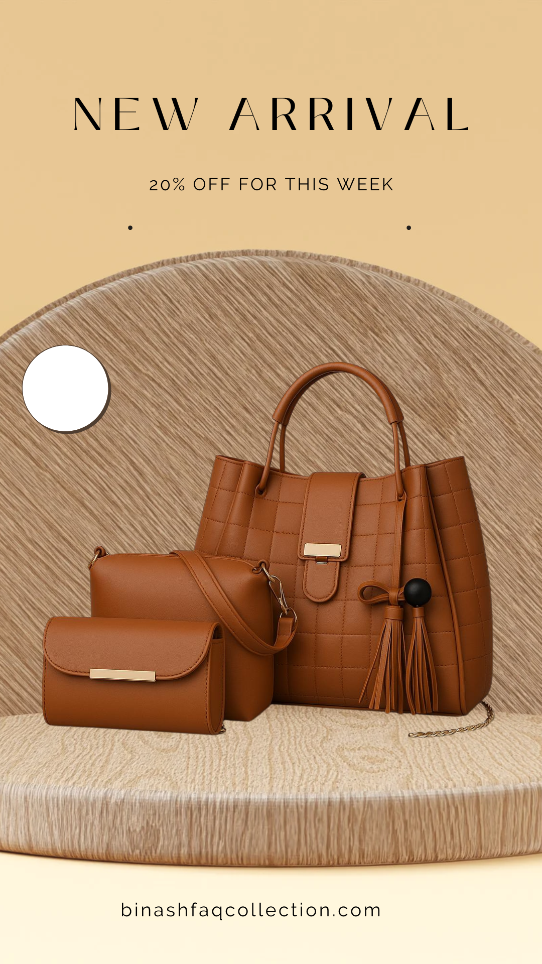 Beige Brown Podium New Arrival Bag Promo Instagram Post (Phone Wallpaper)