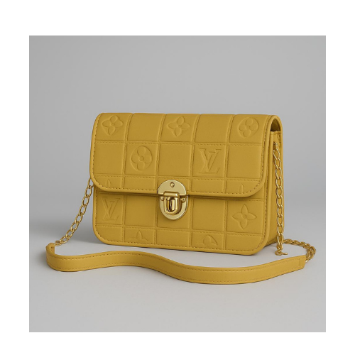 Yellow Embossed Leather Handbag