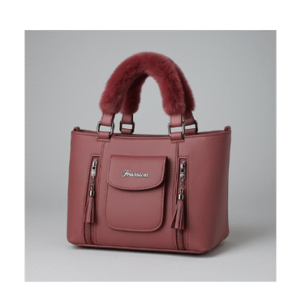 Luxury Fur Handle Leather Handbag