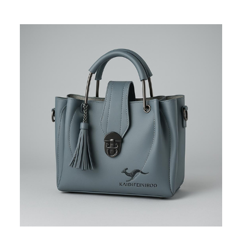 Stylish Grey Mini Leather Handbag